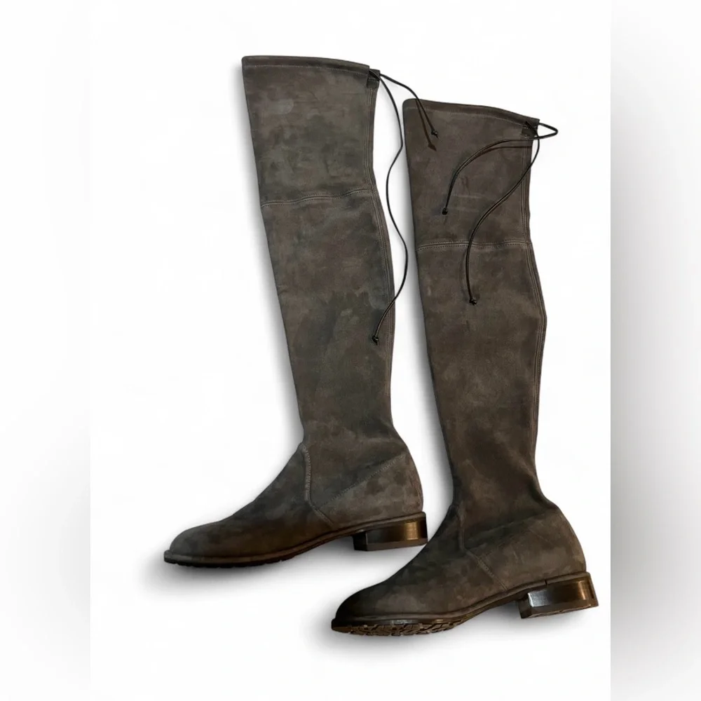 Stuart Weitzman Lowland Over-The-Knee OTK Suede Boots in Slate Grey Sz‎ 6